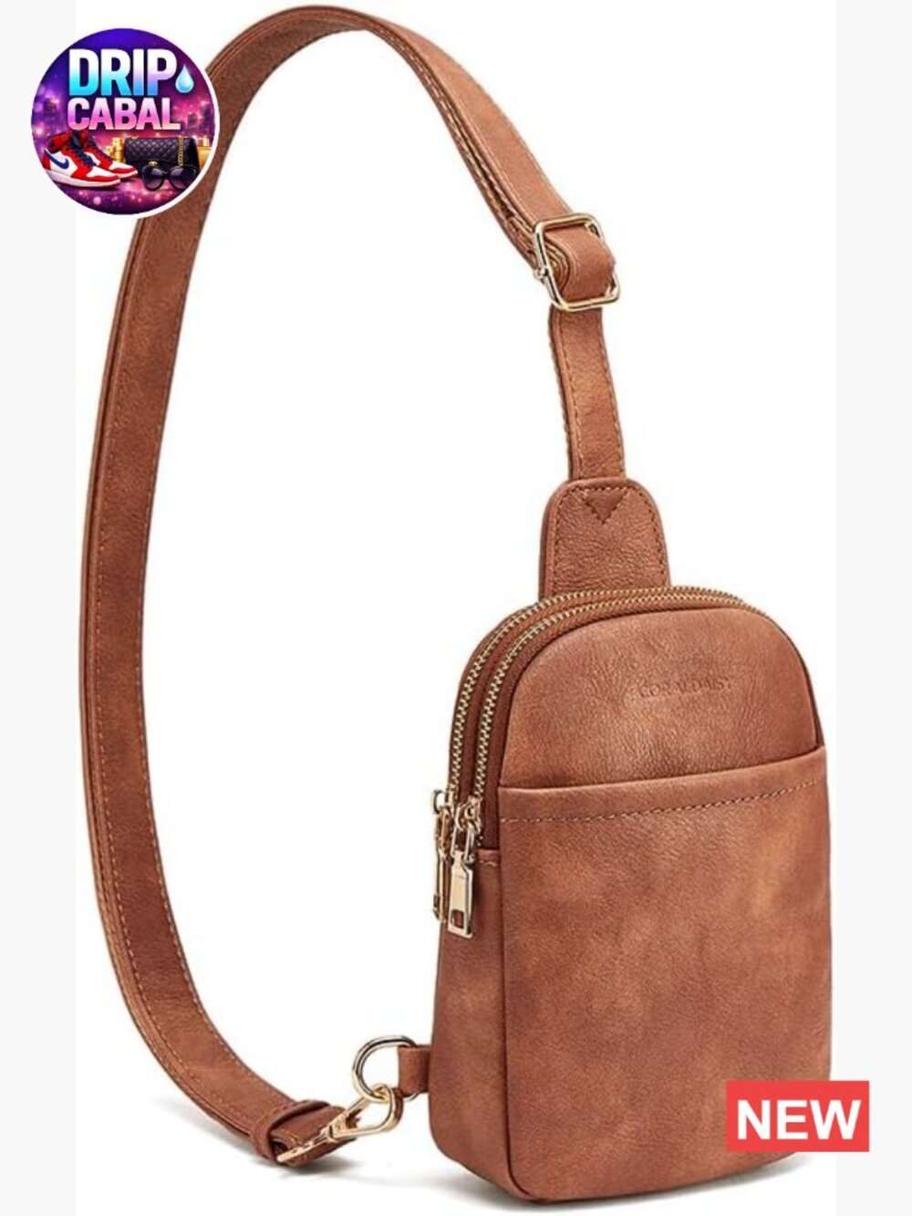 Crossbody Sling Bag - Faux Leather Shoulder Bag for Women